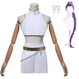 Purpdrank  Rumi Zoey Mira Cosplay Costume Wig Women Girls White Leather Suit Halloween Carnival Party Comic-con Role Playing Outfit