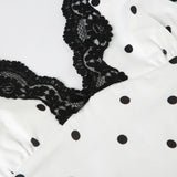 Purpdrank  Elegant Streetwear Polka Dot V-neck Spaghetti Strap Dress Summer Lady Sexy Long  Dress Fashion French Style Outfits