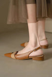 Purpdrank  Summer NewFashion able Pointed Leather Face Color Block Light Mouth Women's Comfortable Sandals for External Wearing autumn