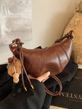 Purpdrank  Retro Brown  Crossbody Bag for Women Versatile Autumn Winter Faionable Cow Horn Bag Single oulder Soft PU Leather