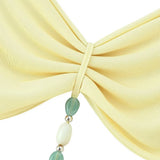 Purpdrank  Summer Women Sexy Hollow Out Butter Yellow Long Dress V-neck Backless Beaded decoration Vestidos Female Vacation Robes