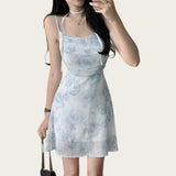 Purpdrank  Summer High Waist Printed Chiffon Strapless Women's Dresses 2025 New Sleeveless Casual Loose A-line Short Dress Female