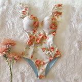 Purpdrank  Push Up Swimsuit Women Ruffle Swimwear 2025 Sexy Bikinis Female Biquini Floral Printed Swim Suits Bodysuit Bathingsuit Beachwear
