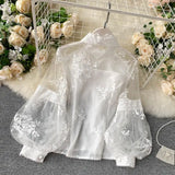 Purpdrank  Womens Tops And Blouses Solid Lace White Shirt For Women Casual Long Sleeve O Neck Embroidery Elegant Spring Female Tunic