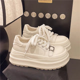 Purpdrank  Cute Ugly round Head Thick Bottom Trendy Platform Canvas Shoes Women's Spring New Big Head Casual Board Shoes Trendy
