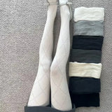 Purpdrank  Women Tights Grey Diamond Cut-out Leggings for Spring Cotton High Elastic Non-release Leggings Solid Color Slimming Pantyhose