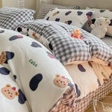 Purpdrank  Winter Double-sided Thickened Milk Flour Bed Set of Four Pieces with Warm Flange Coral Flour Quilt Cover and Flour Bed Sheet