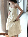 Purpdrank  Elegant Vintage Women's White Chiffon Dress with Spaghetti Straps for Women Sleeveless Casual Partyidos Fashion Robe Clothes