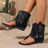 Purpdrank   Fashion Studded Sandals Low Heel Tassel New Style Sandals Summer Roman Shoes Luxury Corrective Toe Clip Boots Women Flip Flops