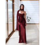 Purpdrank  Sheer Luck KiraSheer Mesh Ribbon Slim Fit Ruched Asymmetric Mermaid Long Dress