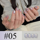 Purpdrank  4-Color Spring Summer Nails Ice Transparent Blue Glass Bead Cat Eye Gel Nail Polish Popular Whitening Versatile Upgrade Gel