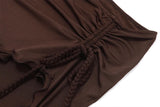 Purpdrank   Brown Mini Skirts Woman Skirts Lace Up Ruffle Fashion Summer A-Line Low Waist Asymmetrical Adjustable Mini Skirts