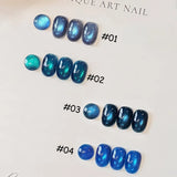 Purpdrank  1Pcs 10ML New Blue Nails Whitening Nail Art Super Flash Purple Blue Glass Bead Cat Eye Gel Nail Polish Autumn Nails