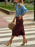Purpdrank  Women's Solid Color Pockets Capris Pants High Waisted Wide Leg Loose Casual  Cropped Cargo Trousers Bottoms
