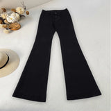 Purpdrank  Y2K American Hottie Flare Jeans Women Fashion Solid Color High Waist Slim Fit Denim Trousers Casual Streetwear Basic Pants
