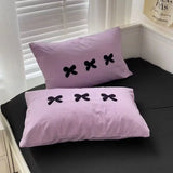 Purpdrank  Plaid Bow Knot Pillow Cover Korean Y2k Fashions Girlish Heart Blackpink Room Decor Sleeping Pillow Cover Bedroom Decoration Gift