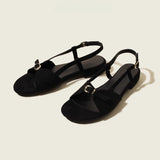 Purpdrank  High Quality Faux Suede Flat Sandals Women Fashion Back Strap Metal Buckle Brand Designer Shoes Comfort Open Toe Beach Sandals