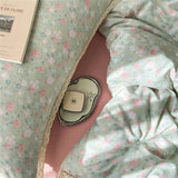 Purpdrank  Class A Soft Bedding Set Washed Cotton Knitted Bed Sheet Queen King Size Flower Comforter Duvet Set Set Pillowcase Bed Linens
