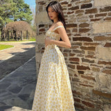 Floral Print Sleeveless Fashion Summer Dress 2024 New Vacation Party Casual Clothes Y2K Streetwear Elegant Evening Dress