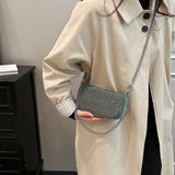 Purpdrank  Rhinestone Appliqued Chain Shoulder Crossbody Bags For Women Luxury Designer Purses And Handbags Wedding Dinner Party