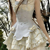 Purpdrank  Spring Summer New French Sweet Fairy Princess Puffy Dress Women Birthday Party Y2k Aesthetic Romantic Tea Break Chic Short Dress