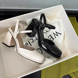 Purpdrank  Shoes Female Slingbacks  High Heels Fashion Dress Pumps  Shallow High Chunky  Buckle Strap Women's Sandals