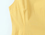 Purpdrank  Fashion Yellow Spliced Irregular Ruffles Hem Sleeveless Dress Women O neck Side Waist Midi Long Dresses Femme Vestidos Robe