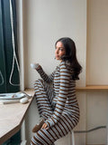 Purpdrank  Casual Striped Women's Pants Sets Fashion Single-breast Full Sleeve Shirt Lace Up Long Trousers 2025 Spring Lady Suit Commuting