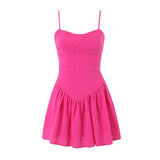 Purpdrank  Sexy Rose Pink Bra Corset style Spaghetti Strap Mini Dress Women Backless Party Skater Low Waist Short Sling Robe Vestido
