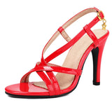 Purpdrank  Summer Sexy Ladies Sandals Open Toe Stiletto 9cm High Heel Buckle Strap Size 43 44 45 Party Women Shoes