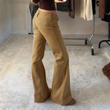 Purpdrank  Safari Style Casual Basic Solid Cargo Jeans Slim Low-Waisted Straight Pants Women Autumn Winter Fashion Streetwear Ladies