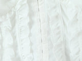Purpdrank  Sweet White Embroidery Hollow Out Hole Splice Lace Elastic U Collar Short Sleeve Shirt Women Center Buttons Slim Crop Tops