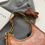Purpdrank  Retro Underarm Shoulder Bags For Women Luxury Designer Purse And Handbags French Style Pure Color Chain Crossbody Bag