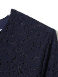 Purpdrank  European style new women's fashion versatile and elegant solid color round neck ruffled irregular lace dress