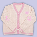 Purpdrank  Trendy Women's Clothing Knitted Cardigan Embroidery Sweater Coat Lazy Streetwear Comfortable Single Row Buttons Patchwork Tops
