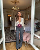 Purpdrank  Elegant Casual Women's Suit Coat with Bow Tie Decor Polka Dot Pattern Regular Sleeve Length Full Polyester Fiber