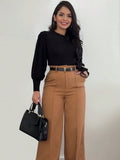 Purpdrank  Women Shiny Yellow Capris Pants High Waist Trousers Office Work Lady Full Length Summer Bottoms Capris Autumn Winter