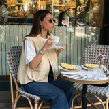 Purpdrank  Spring New Women's Fashion Style Casual Loose Versatile Wrinkled Hem Sleeveless Tank Top