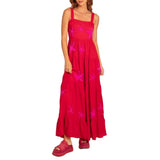 Purpdrank  Vintage Embroidery Sleeveless Square Neck Tiered Dress Women Boho Beach Maxi Dress Female Chic Fashion Holiday Long Sundress
