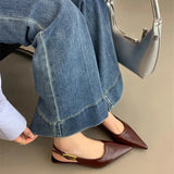 Purpdrank  Summer Pointed Toe Women Sandals Fashion Singbacks Mules Shoes Ladies Elegant Low Heel Stripper Party Sandalias