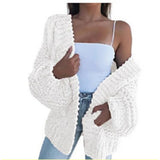 Purpdrank  Luxury Knitted Cardigan Women Lazy Sweater New V-neck Long Sleeve Cardigan Autumn Knit Coat Fashion Winter Warm Outerwear Solid