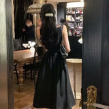 Purpdrank  High-end Women's Furnished French Waist-slim Long Skirt Light Luxury Texture Pure Sleeveless White Waist-disguised Dress Summer