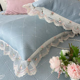 Purpdrank  Princess Bed Skirt Sheet Summer Cool Bed Skirt Mattress Lace Bedsheet Not Stuffy Double King Bedspread With 2 Pillowcases