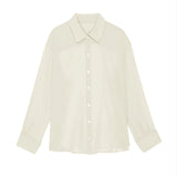 Purpdrank  Women's Casual Daily Commuting  Shirt Tops See-through Chiffon Comfortable Lapel Long Sleeve Shirt Tops
