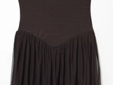 Purpdrank  European-style new women's fashion, versatile, and elegant long dress with a silk mesh patchwork design.