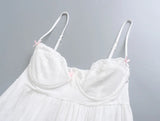 Purpdrank   Sexy White Spliced Embroidery Lace Bra Corset style Mini Dress Women Backless Party Skater Short Sling Robe Holiday