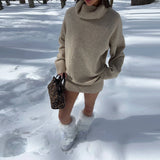 Purpdrank  Stylish Solid High Collar Knitted Sweater Women's Thicken New Lazy Style Loose Pullovers 2025 Autumn Winter Lady Casual Knitwear