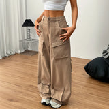 Purpdrank  Spring and Summer Loose Casual American Wide-leg Pants Street Pocket Women's Overalls