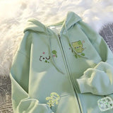 Purpdrank   Y2k Kawaii Japanese Cartoon Long Sleeve Zipper Hooded Sweatshirts Harajuku Loose Casual Hoodies 2000s Vintage Women Tops Chic