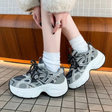 Purpdrank  Fashion Platform Women's Sneakers 2025 Spring Lace-Up Thick Bottom Vulcanize Shoes Woman Comfort Breathable Sports Shoes Ladies